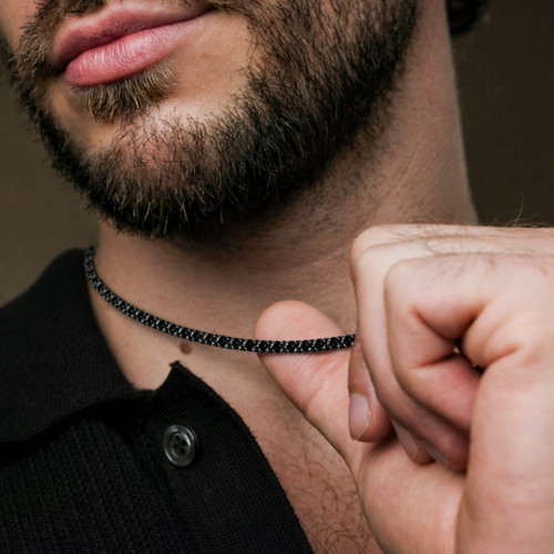 Collana tennis nera uomo in - da,